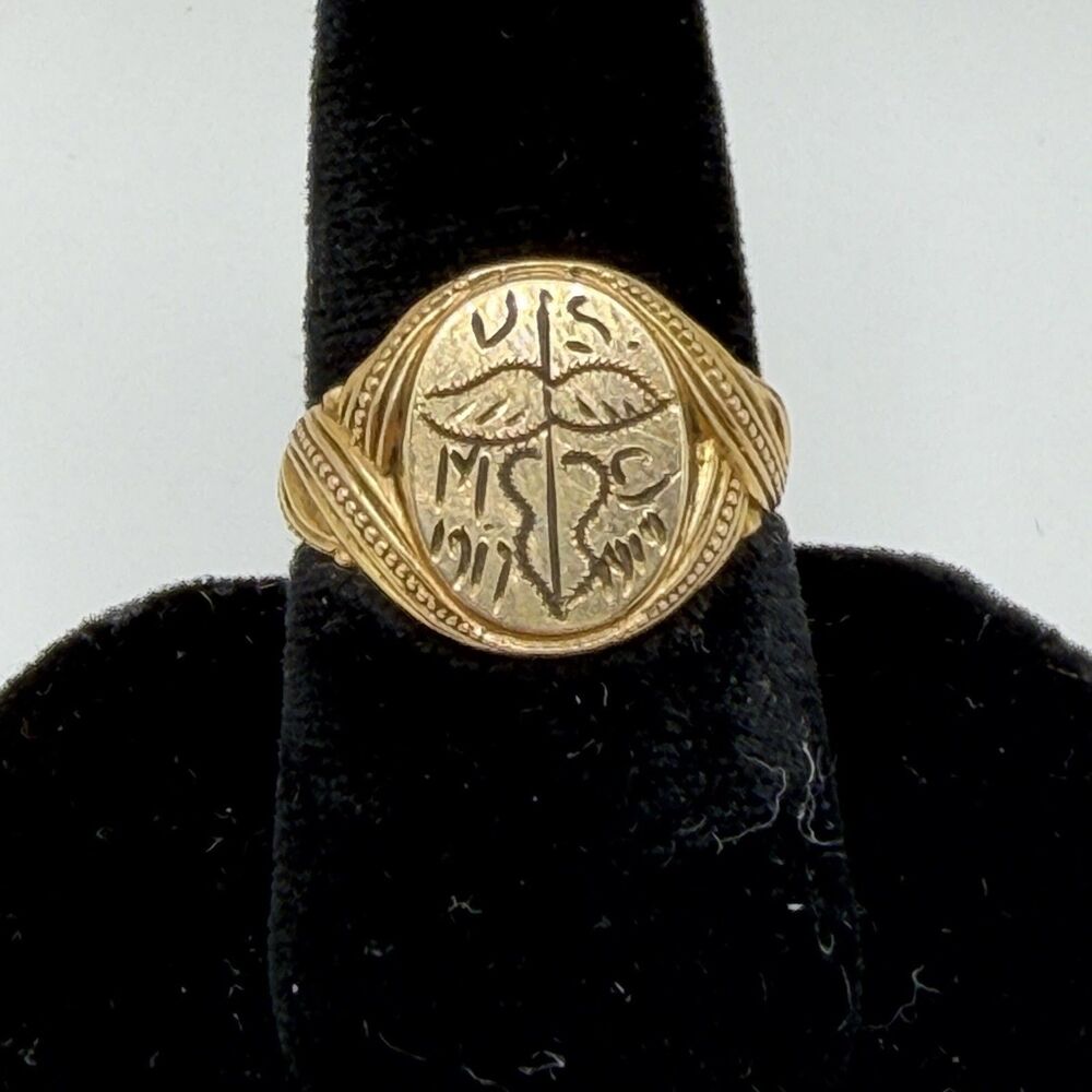 WWI USMC Signet Ring 1/20 14K Gold Filled Hand Engraved 1917-1919
